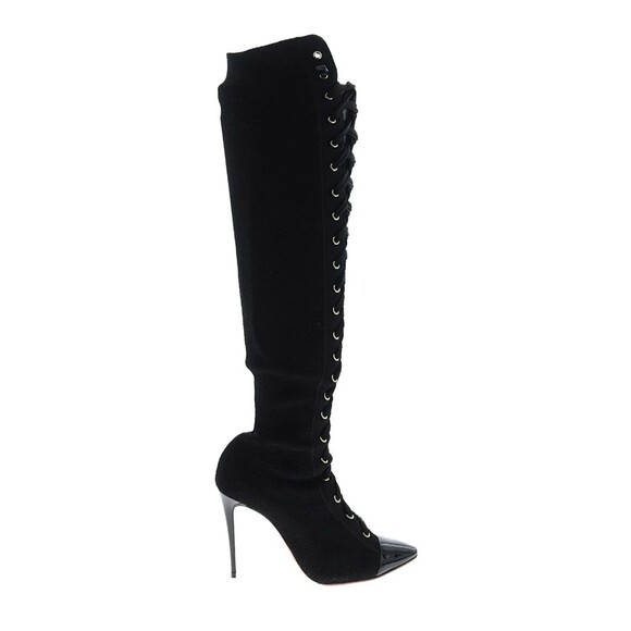 Christian Louboutin Frenchie Lace Up Over the Knee In Black Boots Size 40.5 - Picture 2 of 13